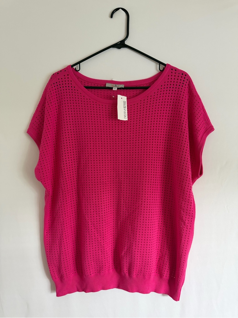 Evelyn & Arthur Woman Pink Knit Top Size L Boatneck Sweater